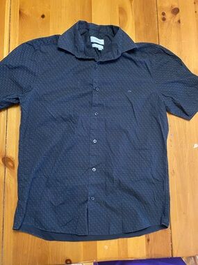 Calvin Klein Men’s Short-Sleeve Dark Navy Button-Down Shirt